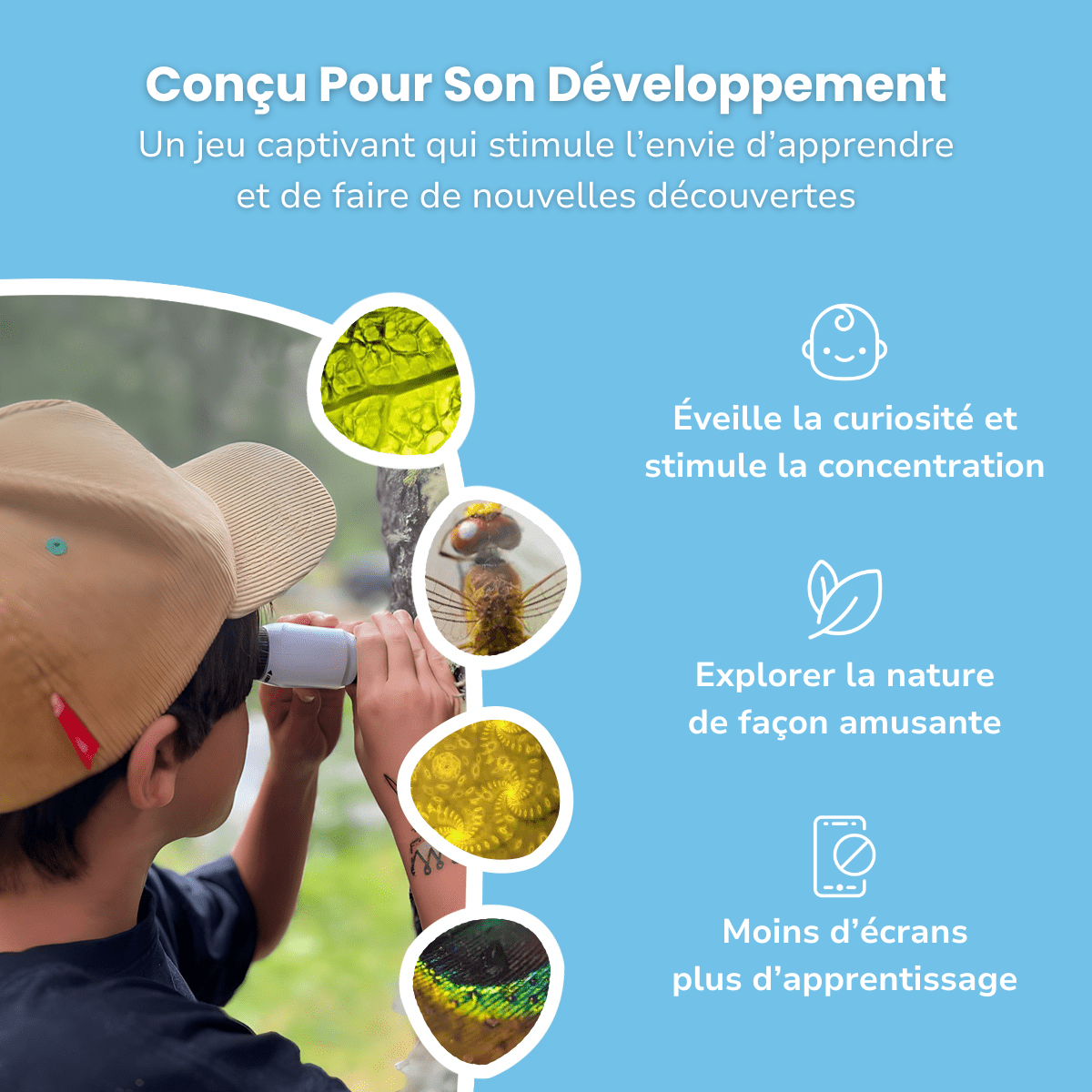 Microscope de Poche pour Enfants - Enfant Joyeux
