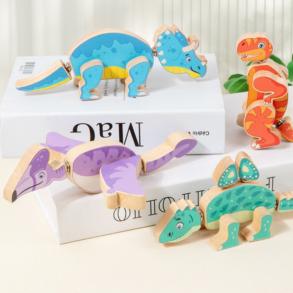 Plusieurs modèles de dinosaures créés avec le jeu de construction