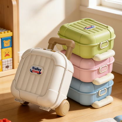Valise à roulettes pour enfants vue de trois quarts