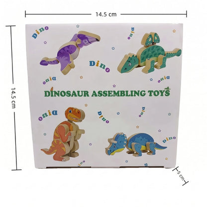 Détail des pièces de bois conçues pour assembler les dinosaures