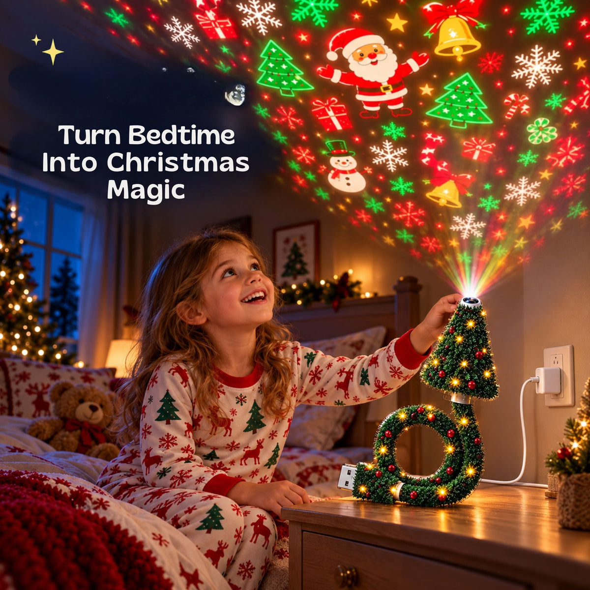 Projecteur lumineux de Noël présenté de face