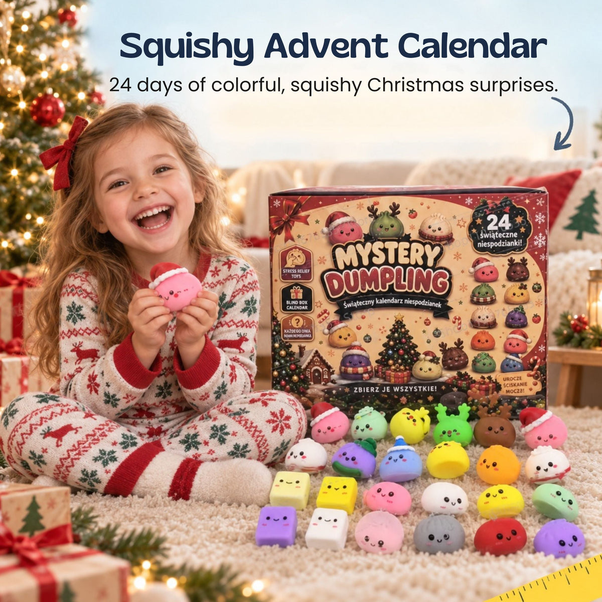 Squishies en forme de raviolis sortis du calendrier de Noël