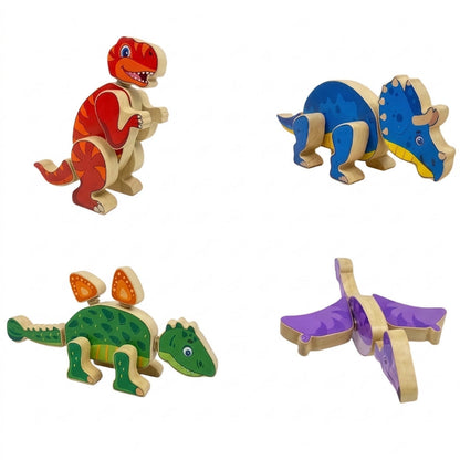 Jeu de dinosaures en bois favorisant l’apprentissage et l’imagination