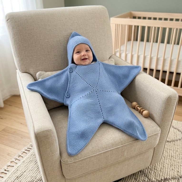 Combinaison bébé au crochet en forme d’étoile, vue de face