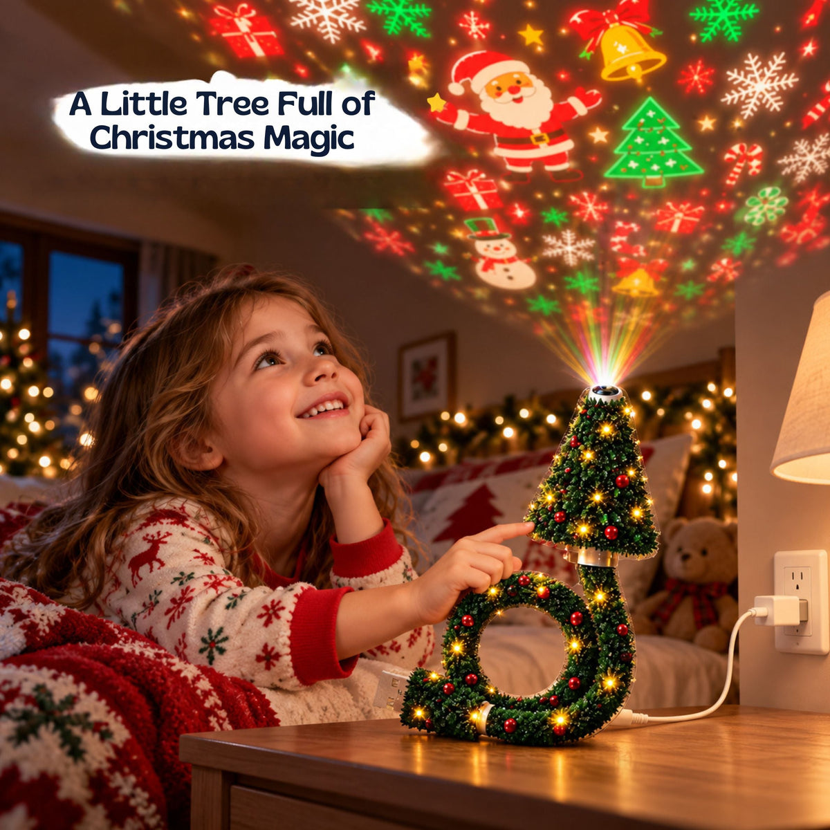 Projecteur en forme d’arbre pour une décoration de Noël féerique