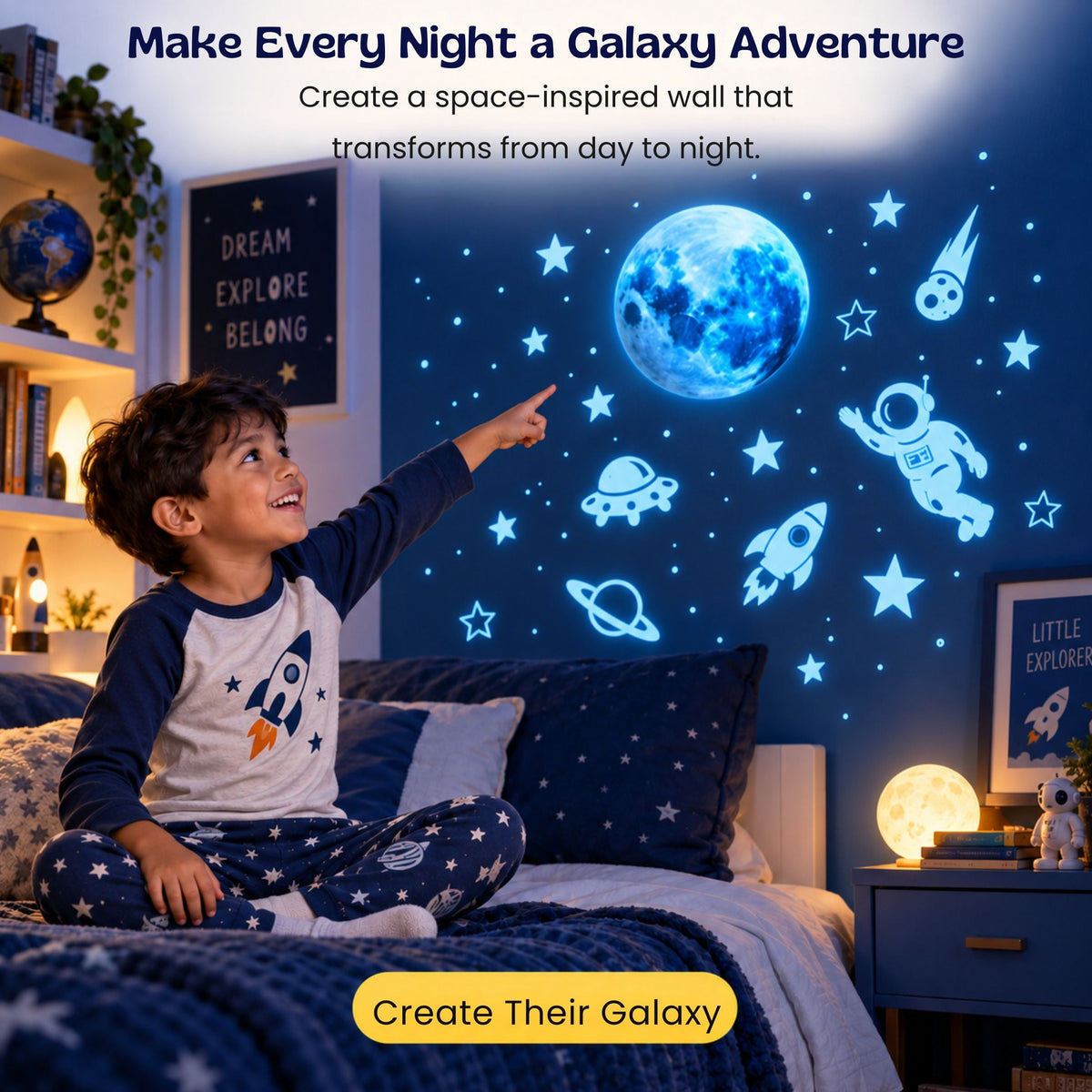 Autocollants phosphorescents d’espace pour personnaliser une chambre