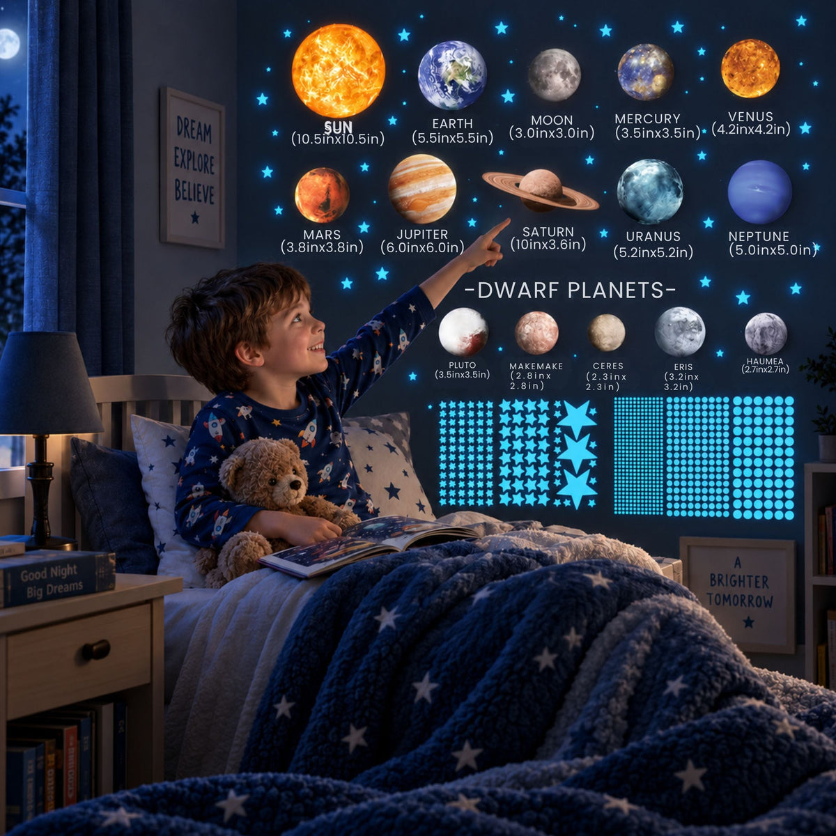 Autocollants d’étoiles et de planètes pour décorer une chambre