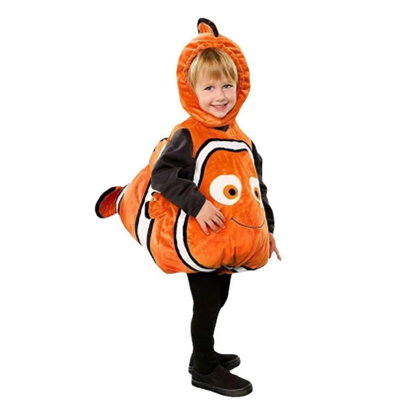 Détail du haut du costume de poisson pour enfant