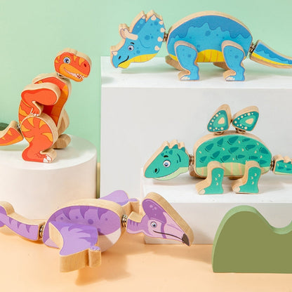 Pièces en bois de l’ensemble de construction de dinosaures