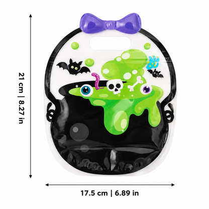 Vue de face du sac à bonbons Halloween en forme de chaudron