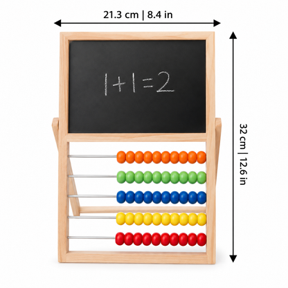 Vue rapprochée de l’abaque intégré au tableau d’activités Montessori