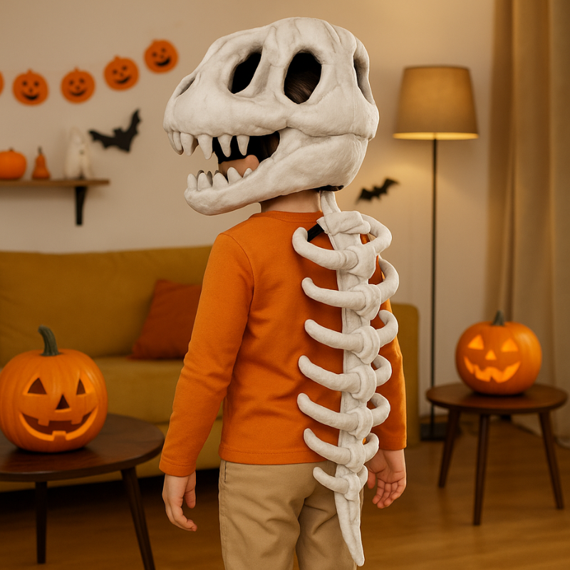 Costume de dinosaure squelette pour enfant vu de face