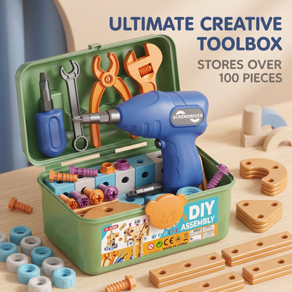 Valise de rangement avec outils jouets pour les petites mains