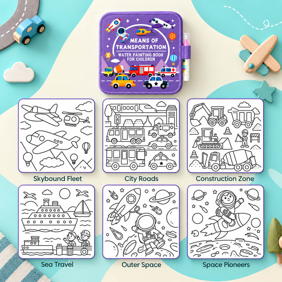 Livre de coloriage à l’eau présenté comme une idée-cadeau pour enfant