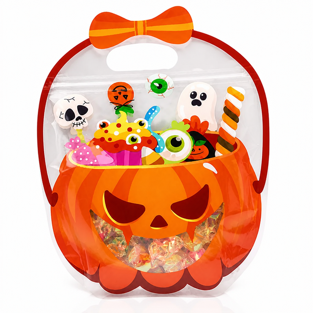 Clear Zippered Pumpkin Candy Bags