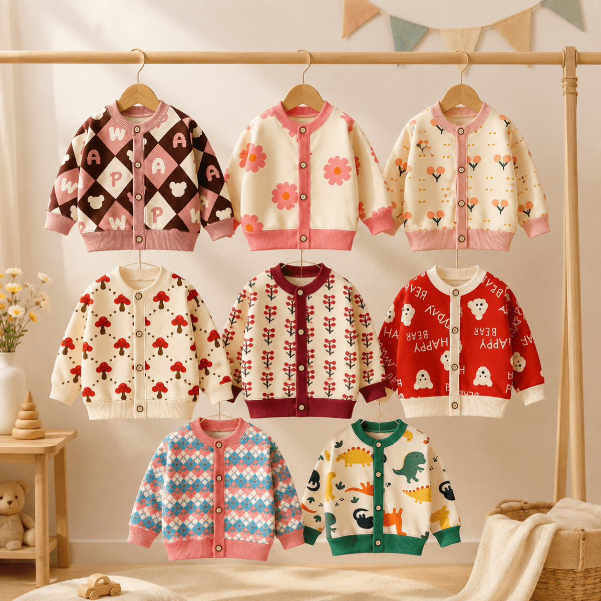 Cardigan Tricoté Pour Enfant À Imprimés Colorés - Enfant Joyeux