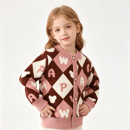 Cardigan Tricoté Pour Enfant À Imprimés Colorés - Enfant Joyeux
