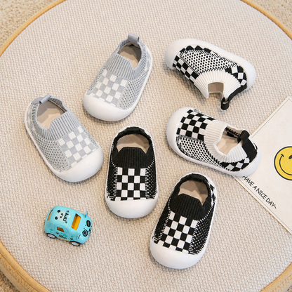 Chaussons chaussettes pour bébé en coton tricoté à semelle souple