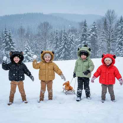 Manteau d’hiver matelassé pour enfant avec capuchon à oreilles d’animal