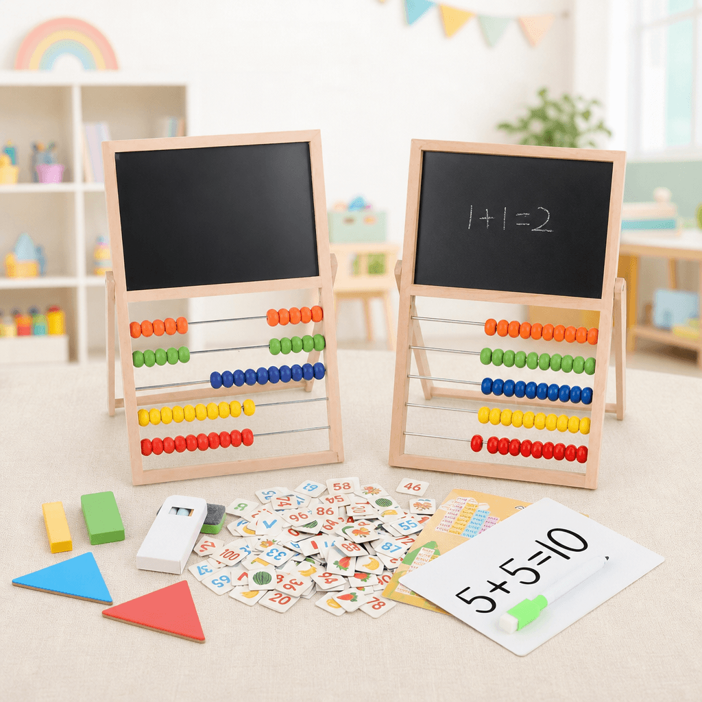 Tableau d’activités Montessori avec abaque pour enfants
