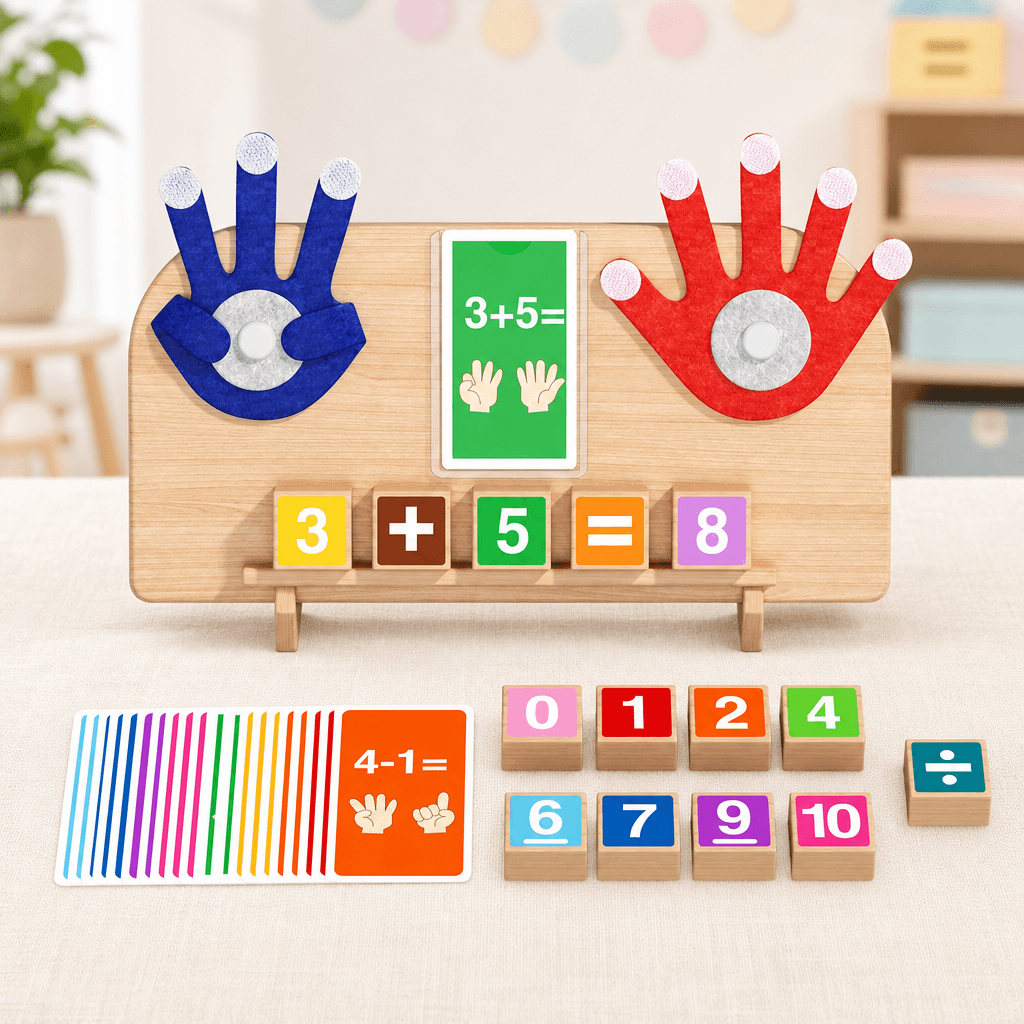 Tableau de mathématiques Montessori en bois avec boulier pour apprendre à compter
