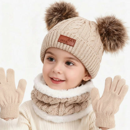 Ensemble D’hiver Pour Enfant Avec Tuque Foulard Et Mitaines - Enfant Joyeux