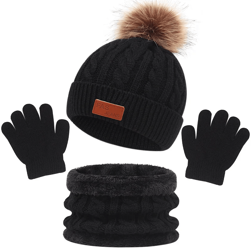 Ensemble D’hiver Pour Enfant Avec Tuque Foulard Et Mitaines - Enfant Joyeux