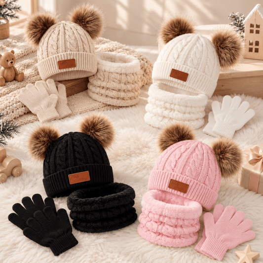Ensemble D’hiver Pour Enfant Avec Tuque Foulard Et Mitaines - Enfant Joyeux