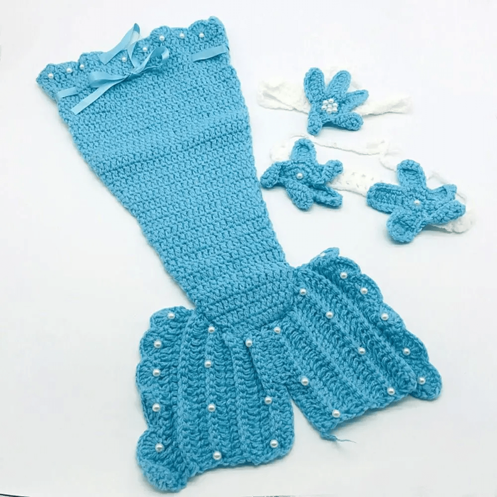 Ensemble Sirène Pour Bébé Avec Queue Haut Et Bandeau - Enfant Joyeux