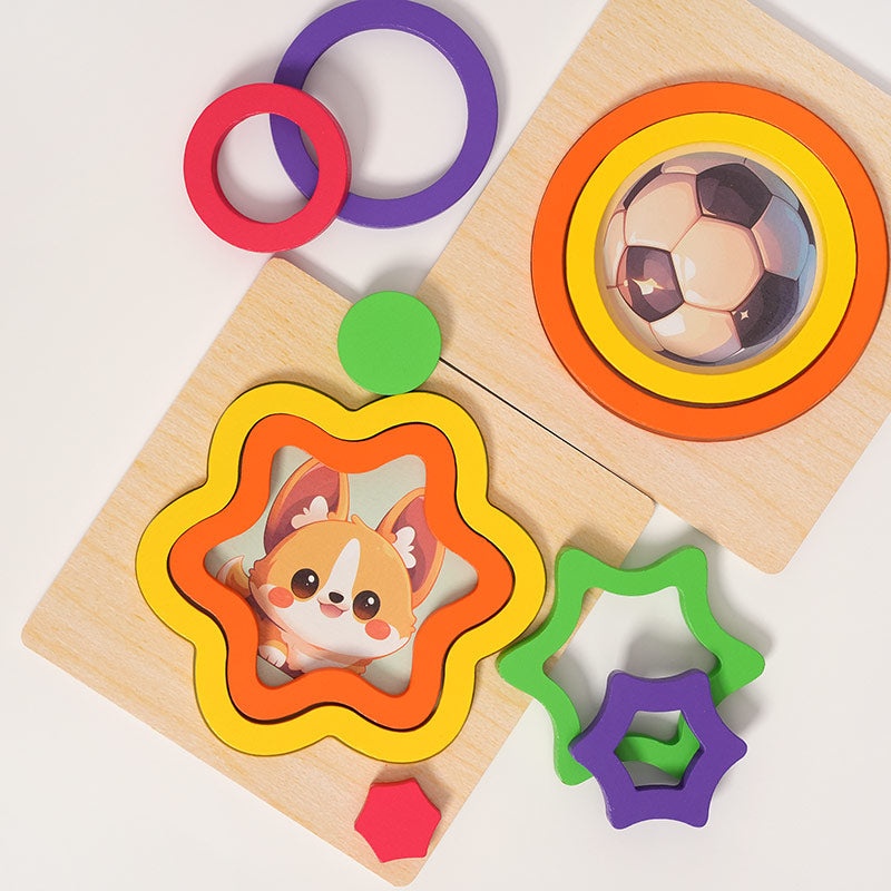 Casse-tête de formes Montessori en bois pour enfants