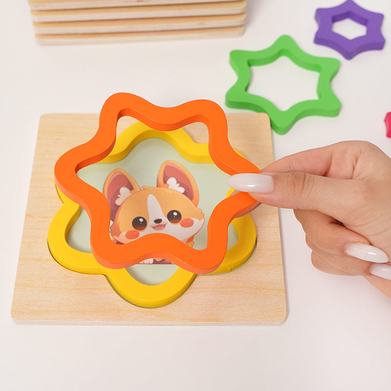 Casse-tête en bois favorisant l’apprentissage des formes