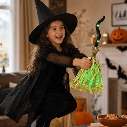 Balai D’Halloween Animé Avec Sons Et Lumière Verte