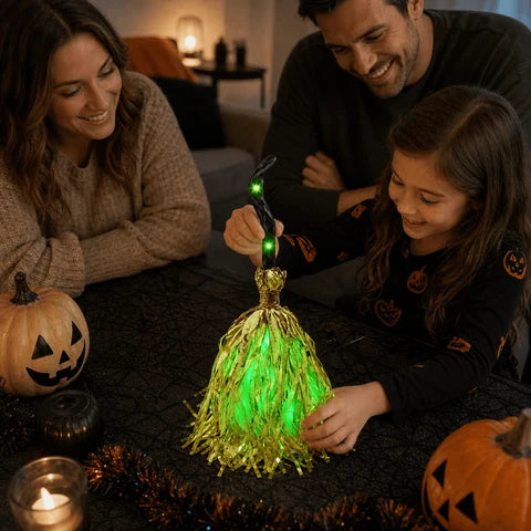 Balai D’Halloween Animé Avec Sons Et Lumière Verte
