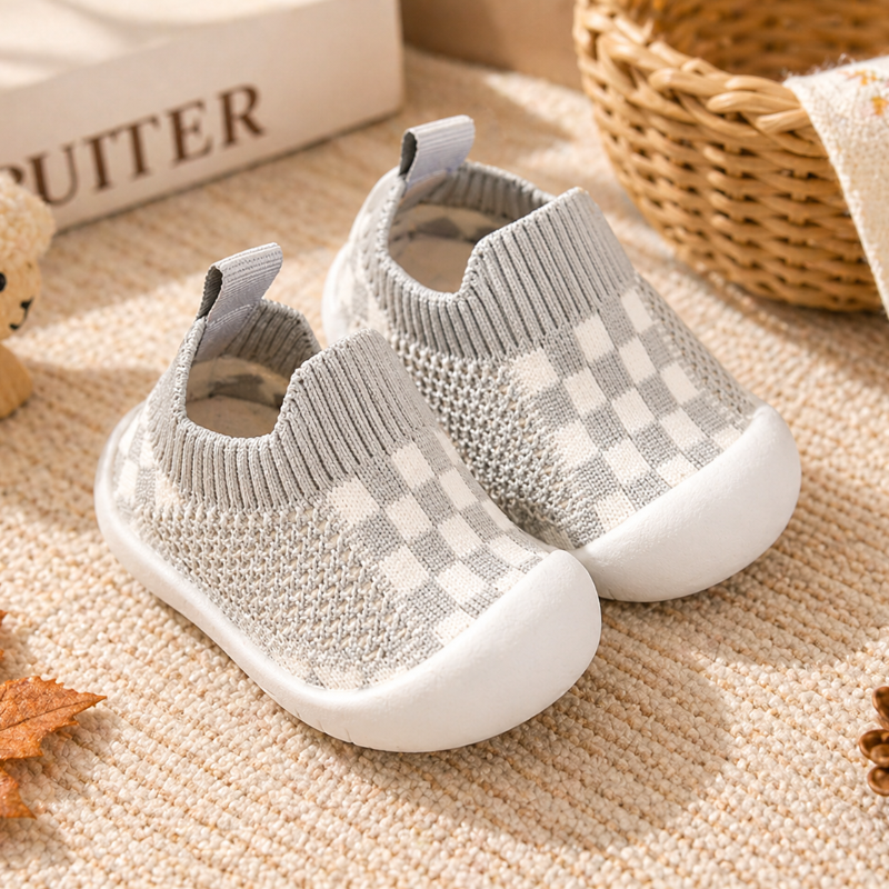 Paire de chaussons bébé à enfiler avec maintien confortable