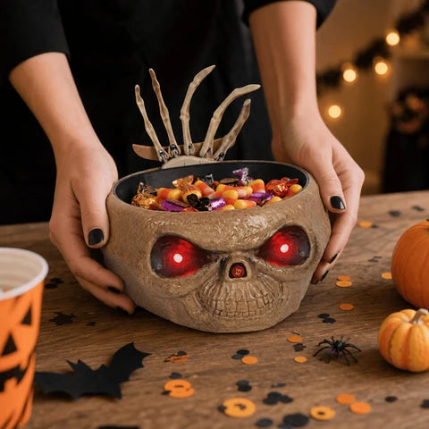 Bol À Bonbons Animé D’Halloween Avec Yeux Lumineux