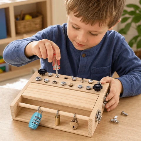 Tableau D’Activités Montessori Avec Serrures Et Clés
