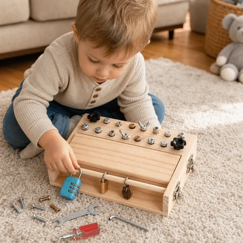 Tableau D’Activités Montessori Avec Serrures Et Clés