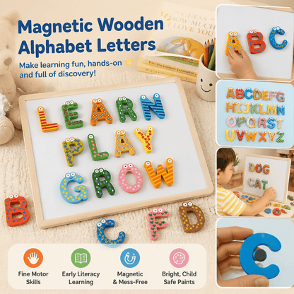 Lettres Magnétiques En Bois Pour Apprendre L’Alphabet - Enfant Joyeux
