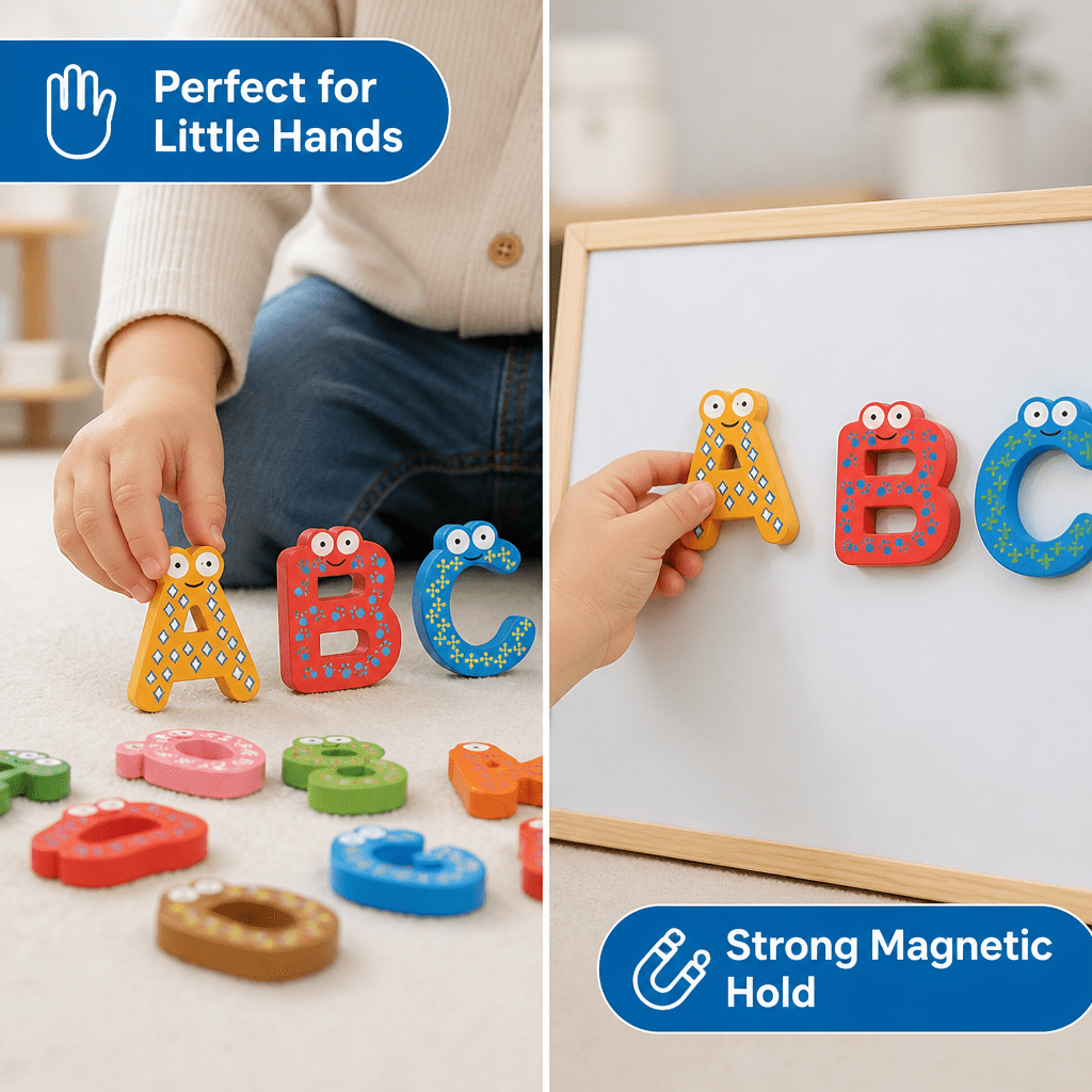 Lettres Magnétiques En Bois Pour Apprendre L’Alphabet - Enfant Joyeux