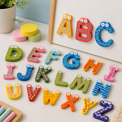 Lettres Magnétiques En Bois Pour Apprendre L’Alphabet - Enfant Joyeux