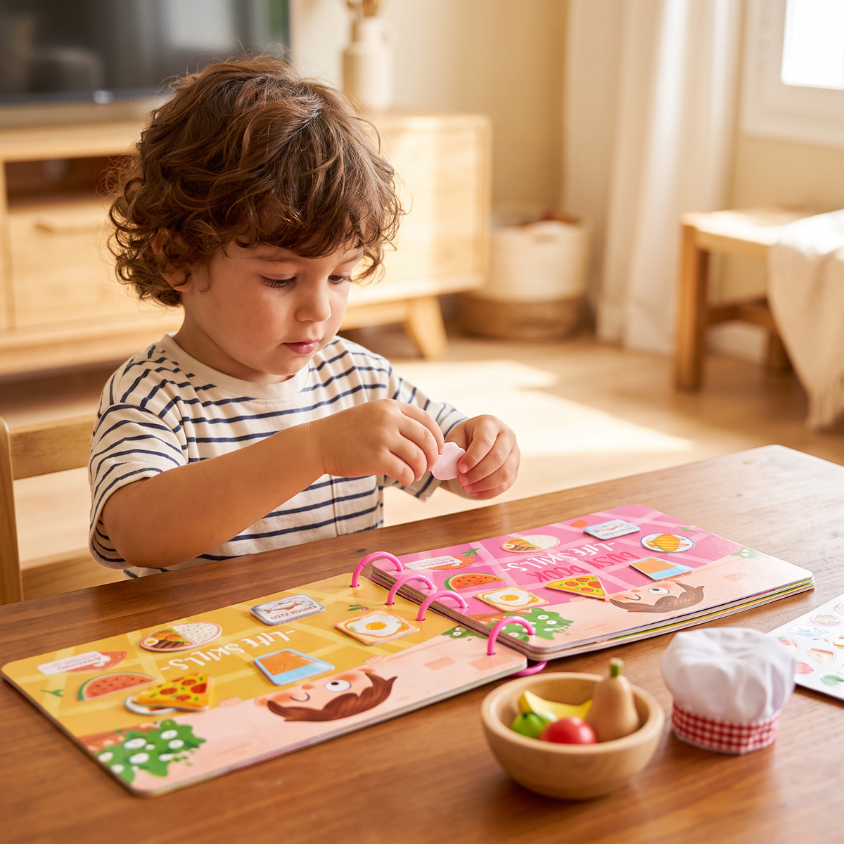 Livre Montessori des métiers présenté fermé et ouvert