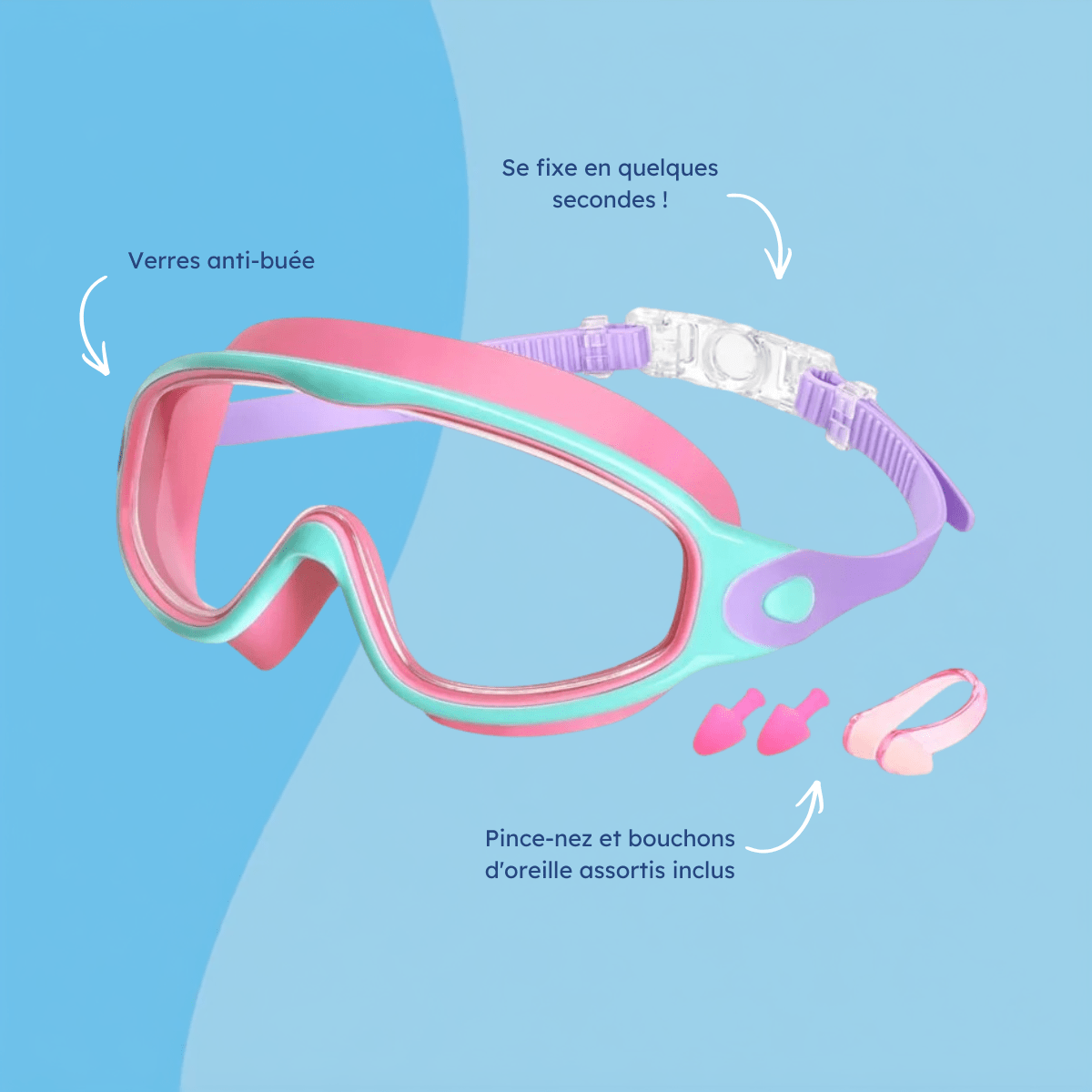 Lunettes de Natation à Clip - Enfant Joyeux