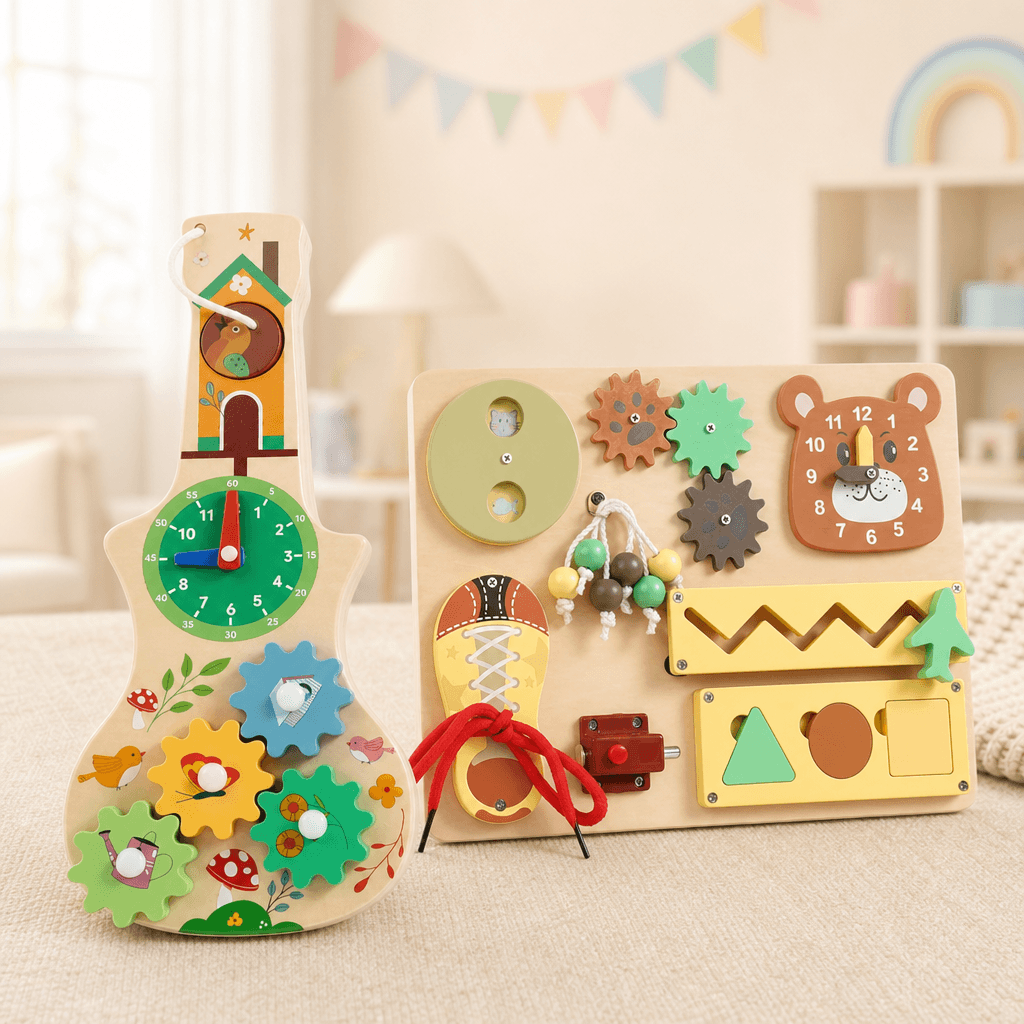 Horloge éducative Montessori en bois avec cadran et aiguilles pour apprendre l’heure
