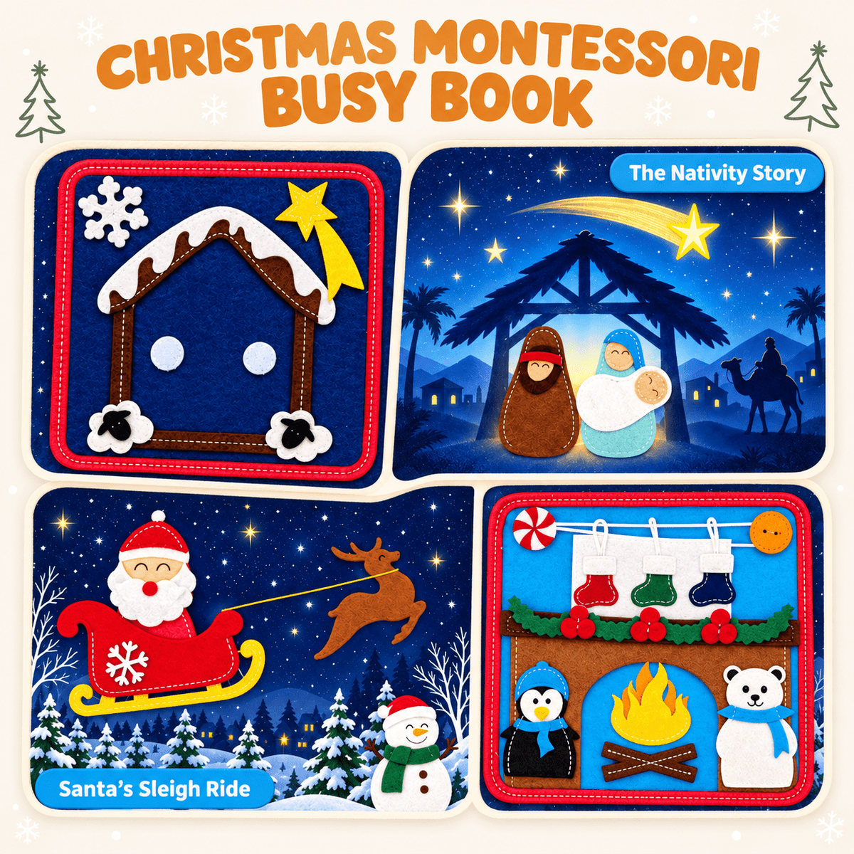 Détails des éléments tactiles du livre d’activités Montessori