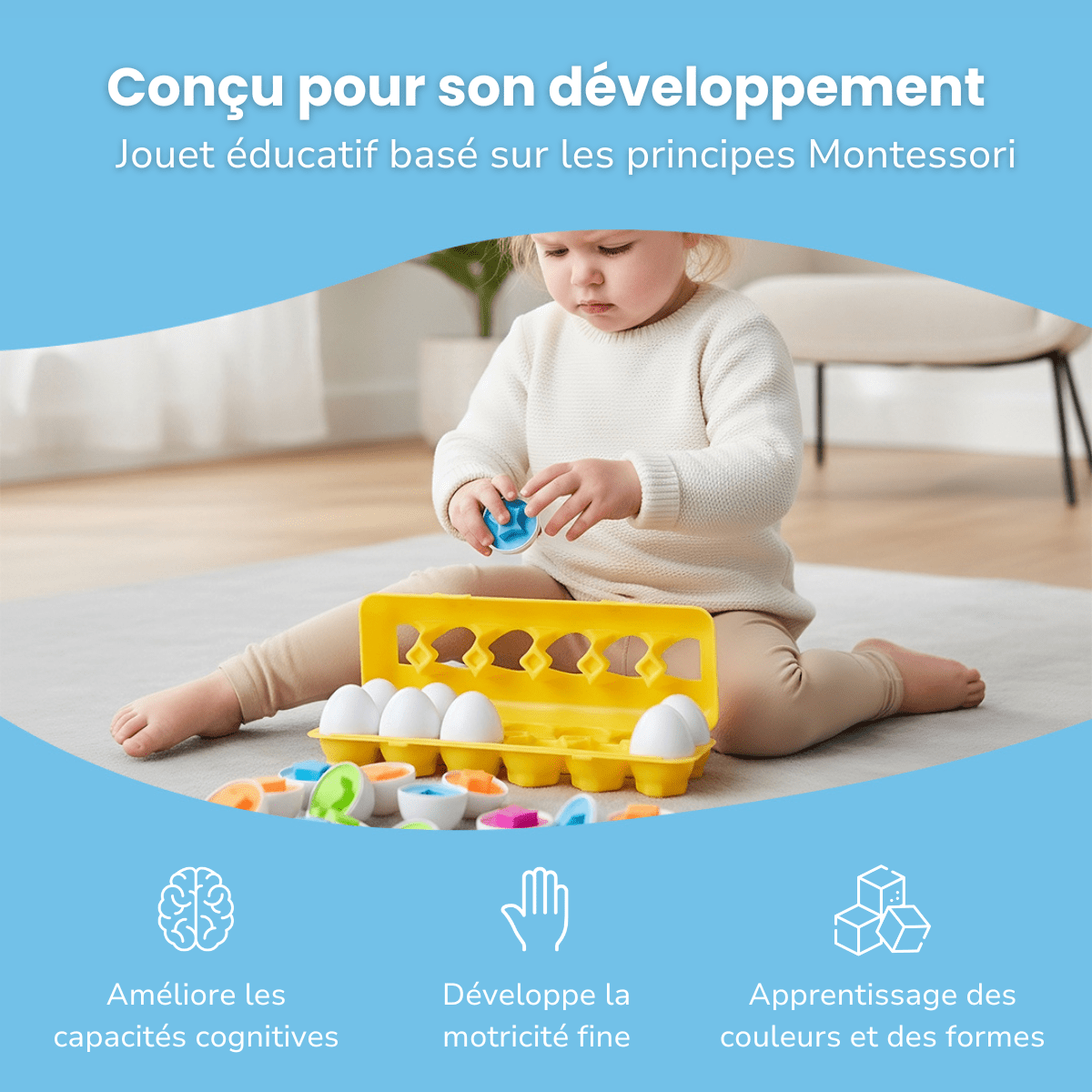 Œufs Géométriques Montessori (lot de 12) - Enfant Joyeux