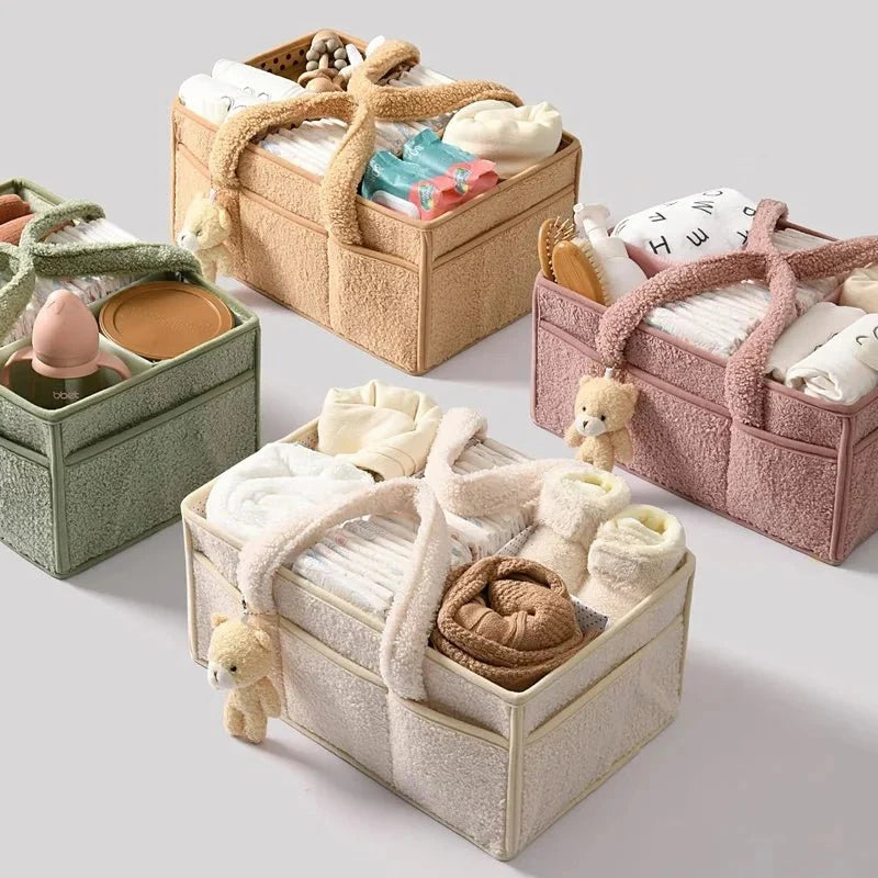 Panier de rangement pour bébé en tissu avec deux poignées