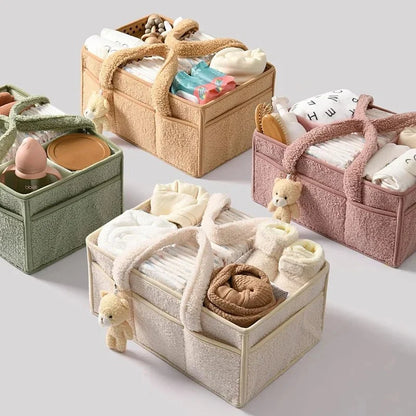 Panier de rangement pour bébé en tissu avec deux poignées
