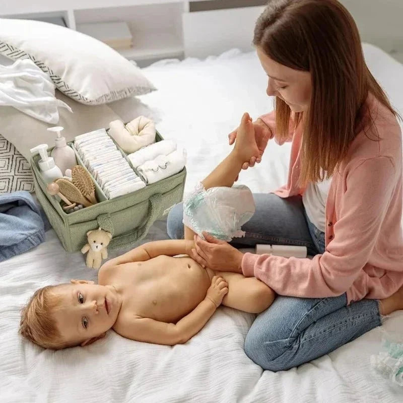Panier en tissu bouclé et polaire pour la chambre de bébé