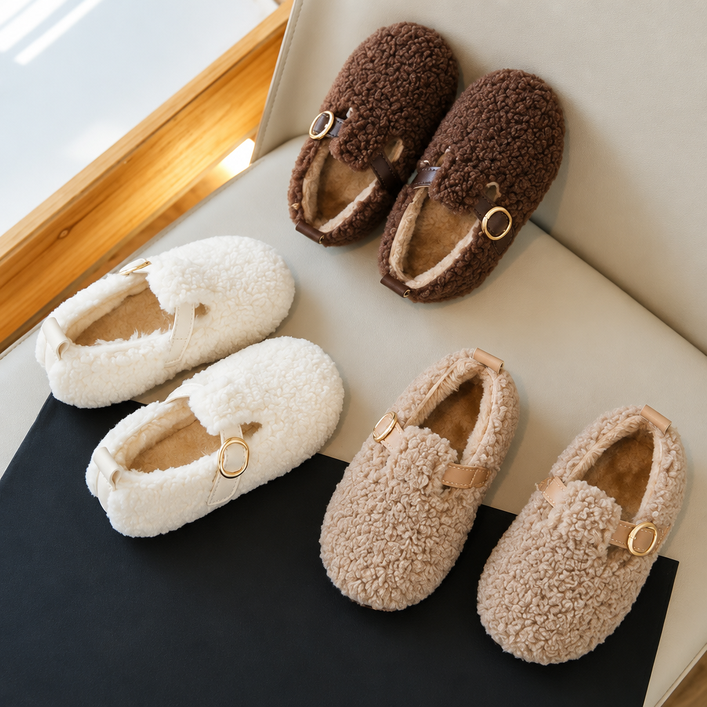 Chaussures d’hiver pour enfant montrant l’ouverture facile à enfiler