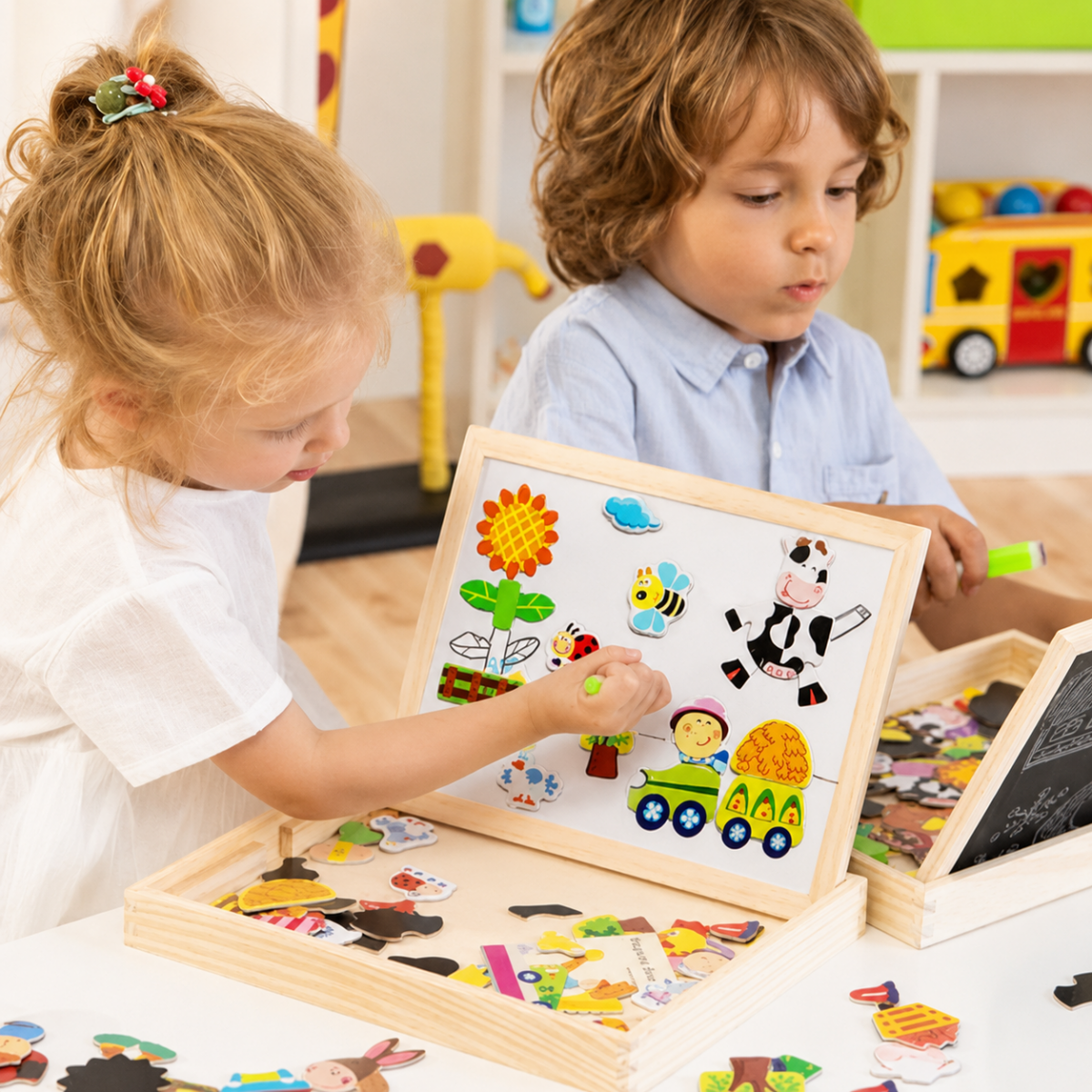 Tableau De Dessin Magnétique Double Face Pour Enfants - Enfant Joyeux